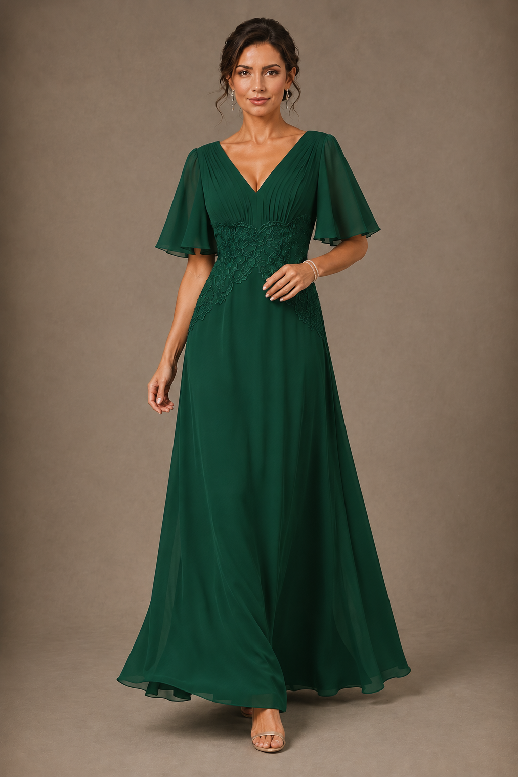 A-Line Chiffon Mother of the Bride Dress with Applique
