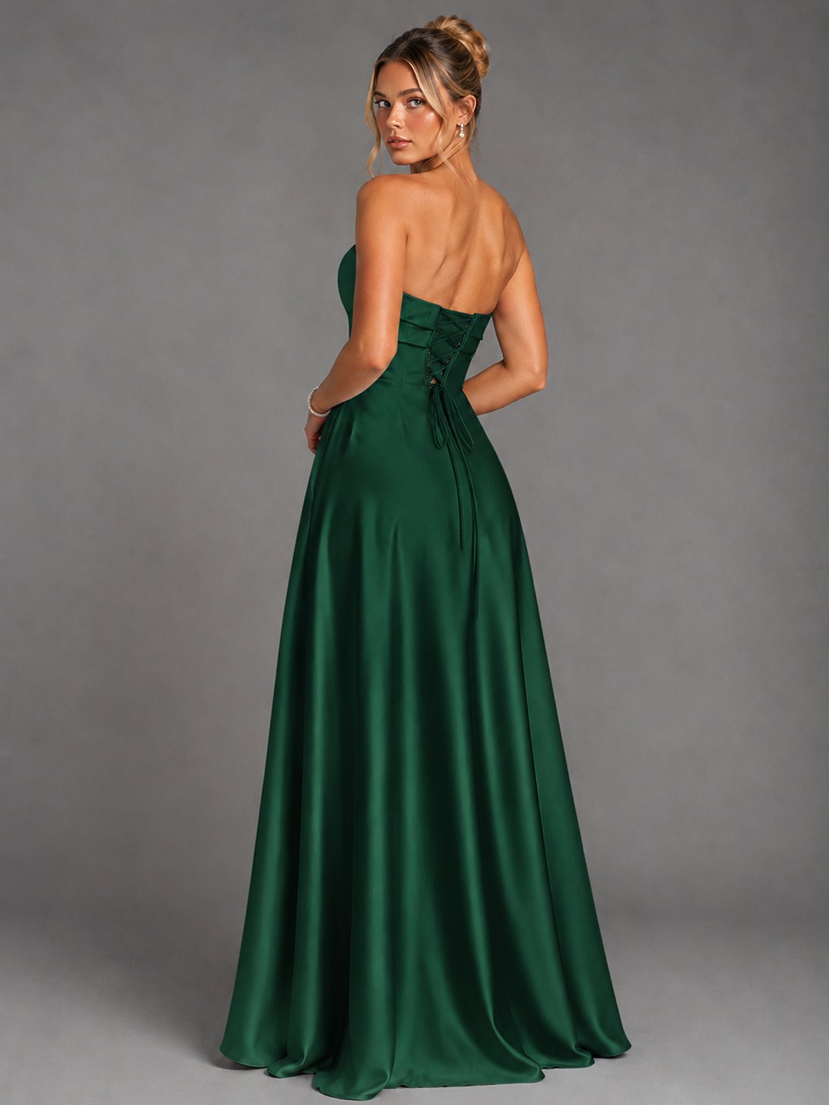 Sweetheart Neck Strapless Satin A-Line Prom Dress