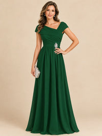 Cap Sleeve Mother of The Bride Dresses Long Chiffon Formal Gowns
