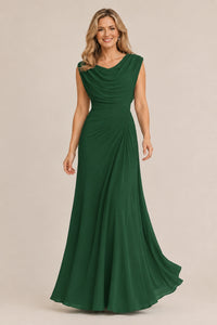 Cowl Neck Ruched Chiffon Mother of the Bride Dress