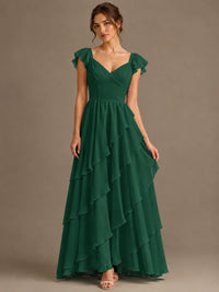 Ruffle Tiered V Neck Maxi Dress