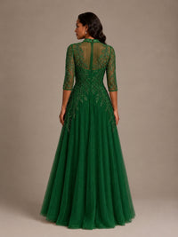 Embellished Appliques Mother of the Bride Dress with 3/4 Sleeves