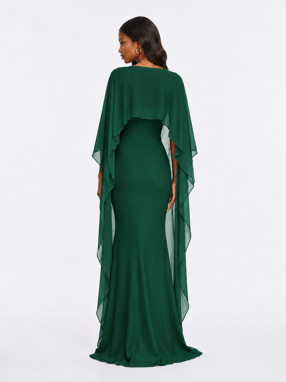 Satin Cape Prom Dresses Meramid Maxi Dress