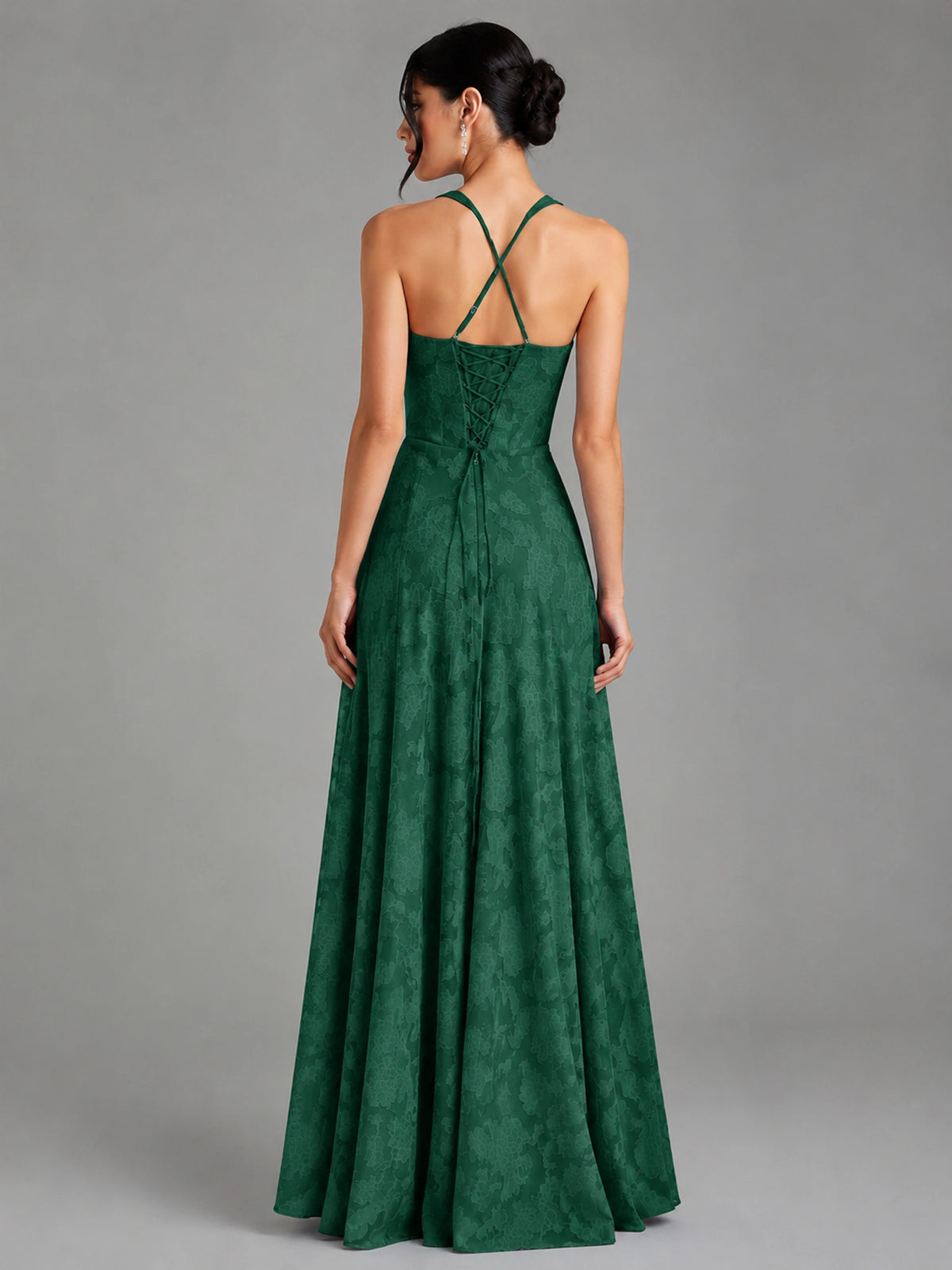 A-Line Halter Floral Chiffon Maxi Dress
