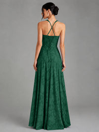 A-Line Halter Floral Chiffon Maxi Dress