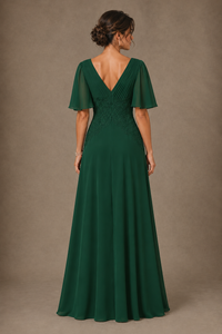 A-Line Chiffon Mother of the Bride Dress with Applique