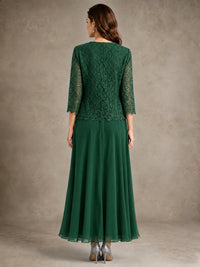2-Piece Chiffon Mother of the Bride Dress with Lace Jacket