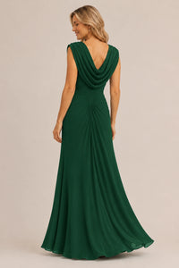 Cowl Neck Ruched Chiffon Mother of the Bride Dress