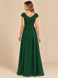 Cap Sleeve Mother of The Bride Dresses Long Chiffon Formal Gowns