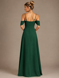 Spaghetti Strap Chiffon Bridesmaid Dress with Ruffles Slit