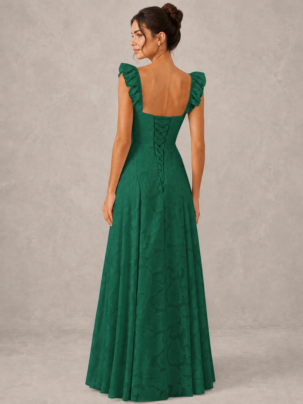 Jacquard Square Neck A-Line Maxi Dress