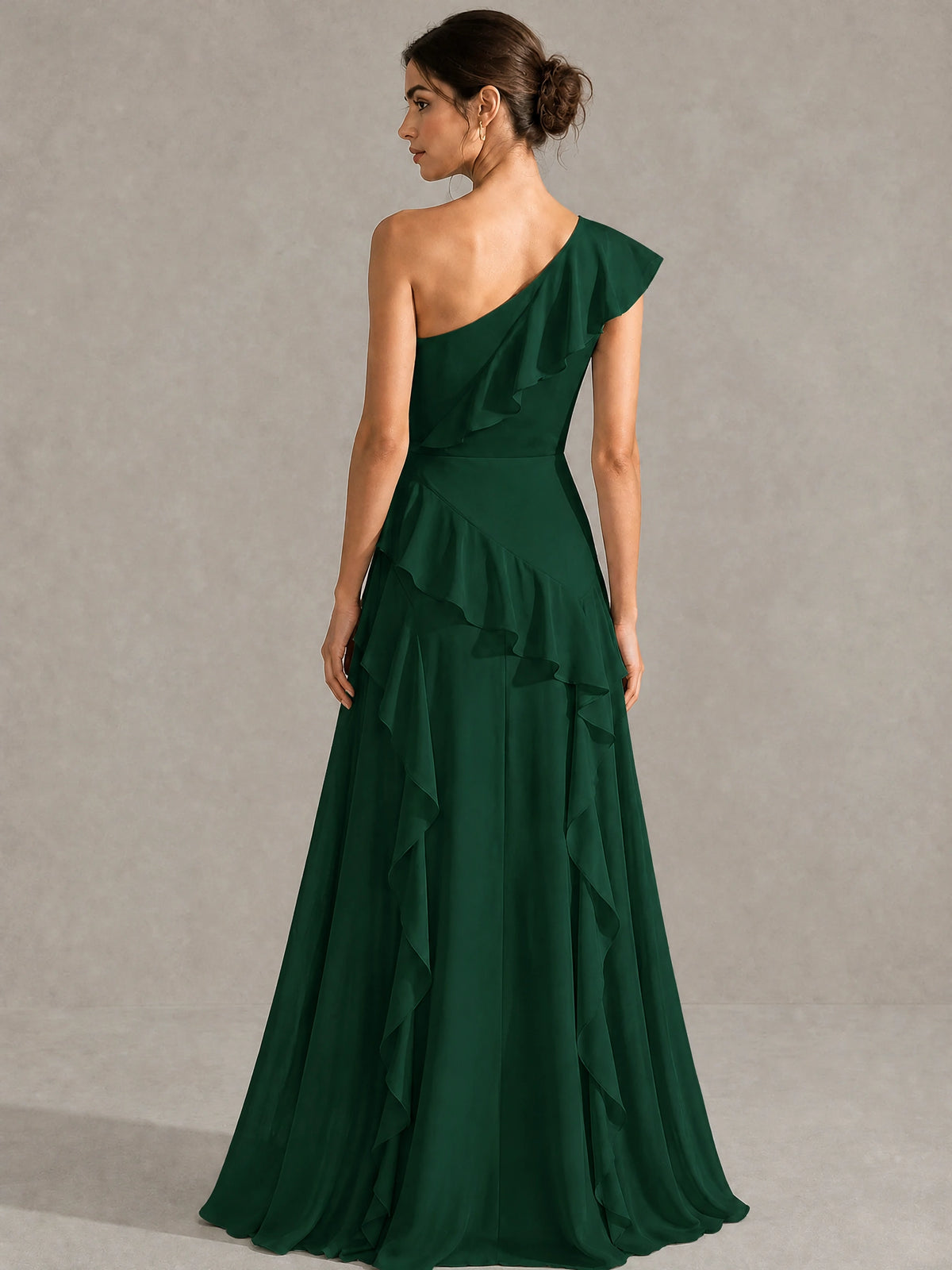 Sage Green One Shoulder Ruffle Bridesmaid Dress