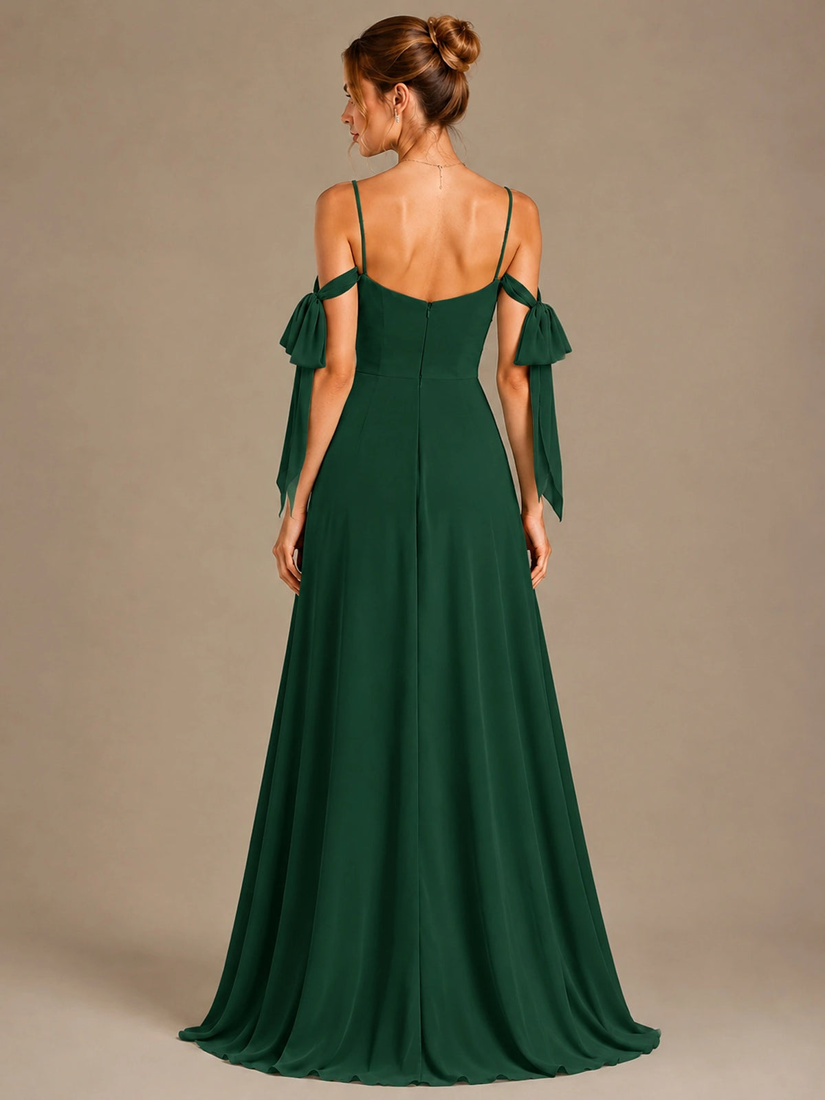 A-Line Ruffles Chiffon Bridesmaid Dress with Slit