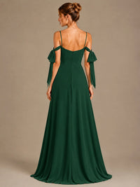 A-Line Ruffles Chiffon Bridesmaid Dress with Slit