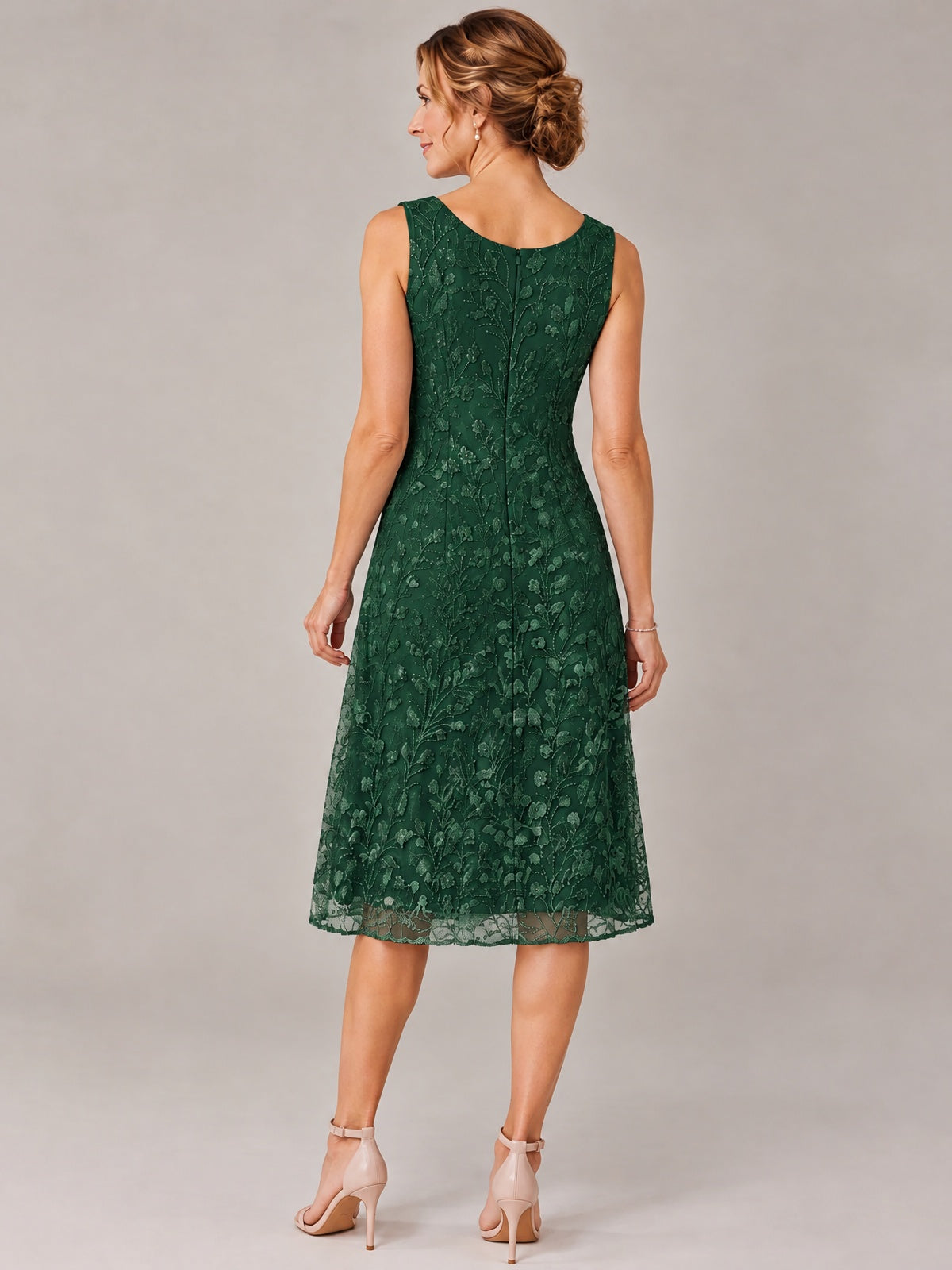 Tea Length Sequin Lace Mother of The Bride Dress with Chiffon Jacket