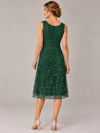 Tea Length Sequin Lace Mother of The Bride Dress with Chiffon Jacket