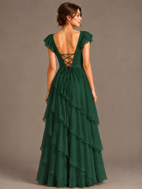 Ruffle Tiered V Neck Maxi Dress