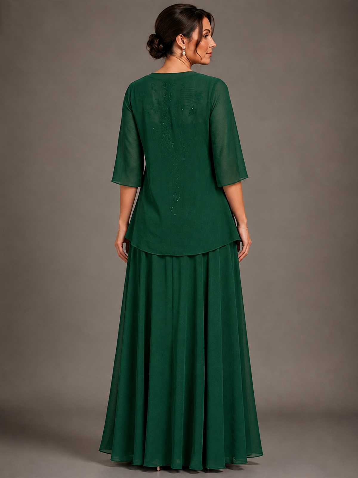 A-line 2 Pieces Chiffon Appliques Mother of The Bride Dresses with Jackets