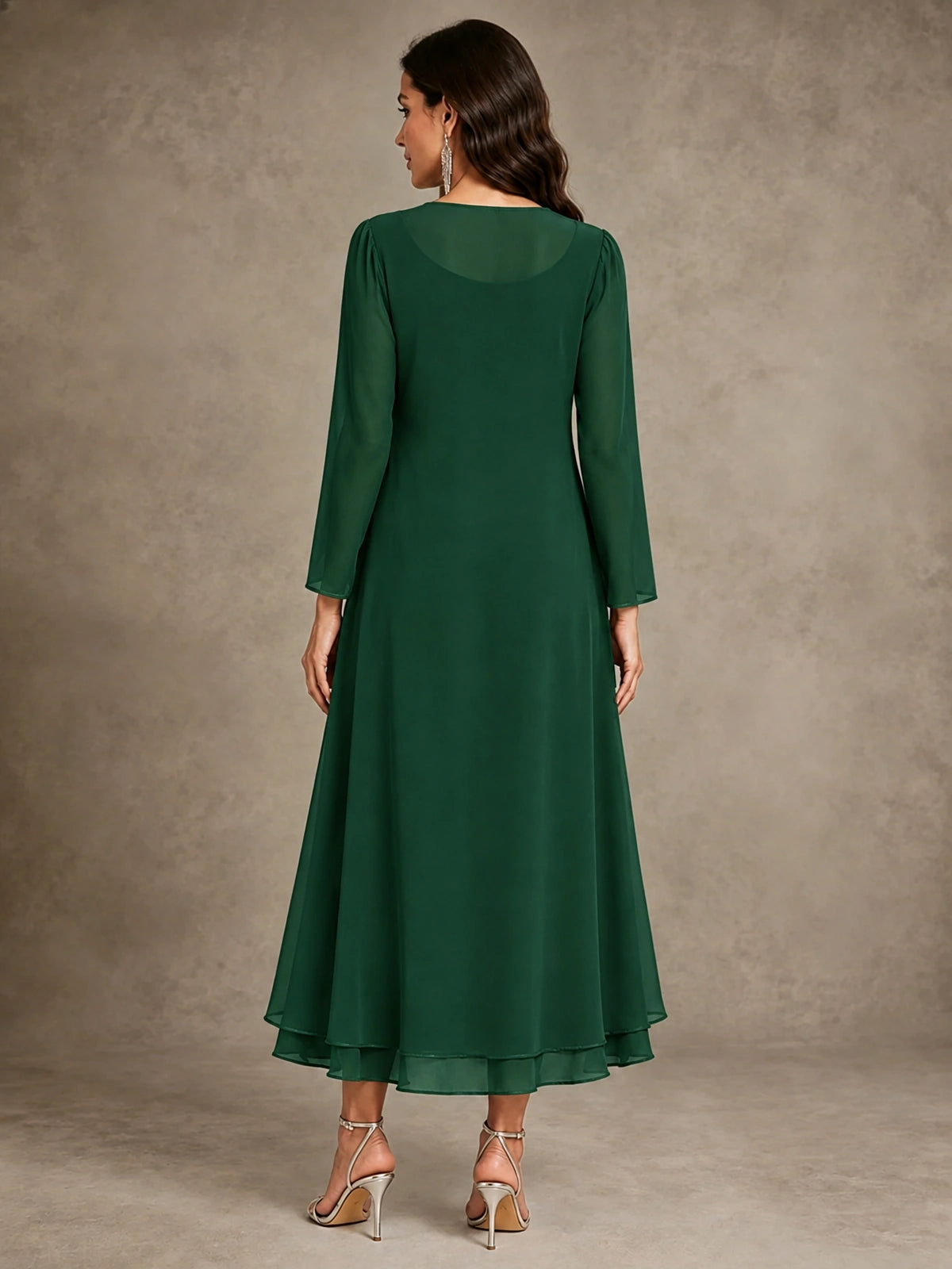 Sequin Chiffon Mother of the Bride Dress with Jacket