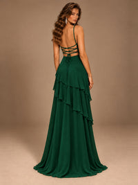 Sweetheart A-Line Ruffle Prom Dress with Spaghetti Straps
