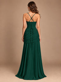 Butter Yellow Square Neck Ruched A-Line Prom Dress