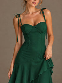 Spaghetti Strap Tiered Ruffles Chiffon Prom Dress