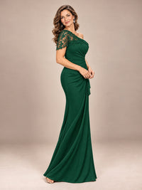 One Shoulder Chiffon Mother of The Bride Dress