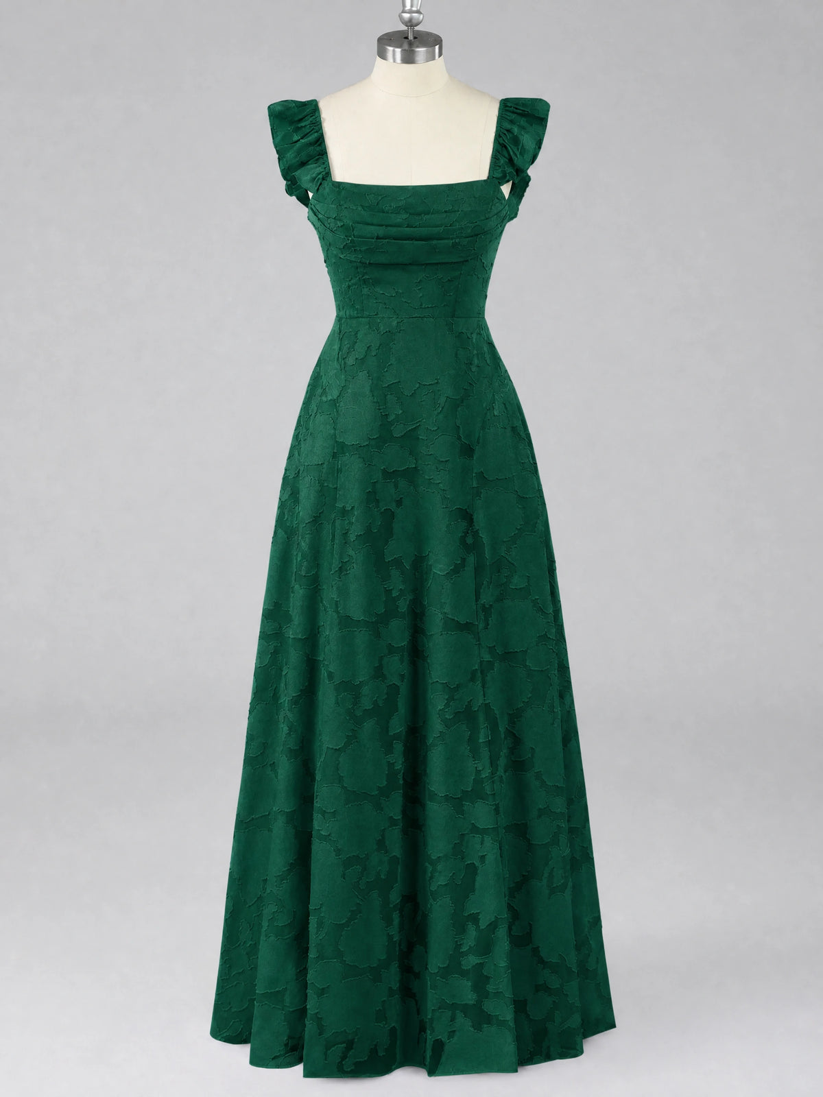 Jacquard Square Neck A-Line Maxi Dress