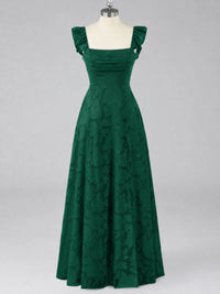 Jacquard Square Neck A-Line Maxi Dress