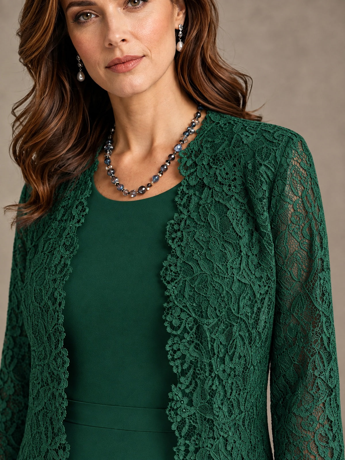 2-Piece Chiffon Mother of the Bride Dress with Lace Jacket