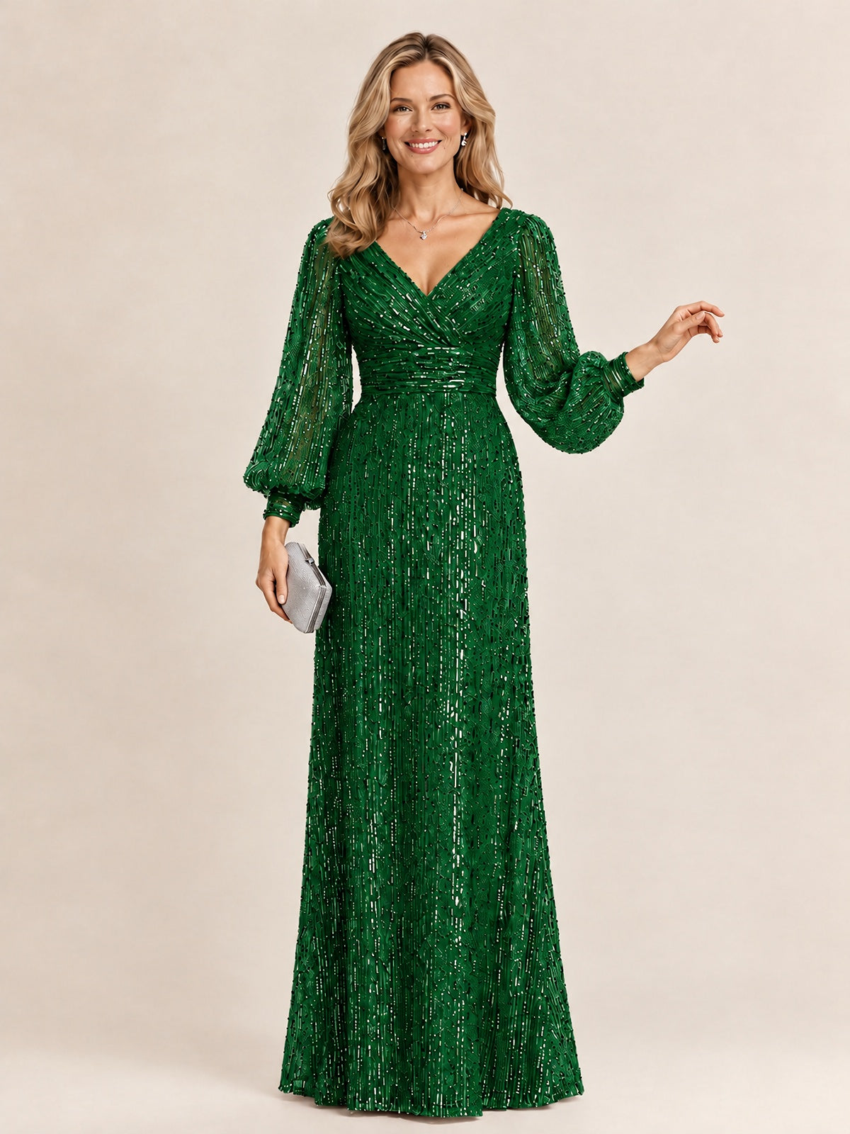 Sparkle Sequin Mother of The Bride Dresses with Long Sleeves