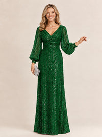 Sparkle Sequin Mother of The Bride Dresses with Long Sleeves