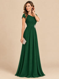Cap Sleeve Mother of The Bride Dresses Long Chiffon Formal Gowns