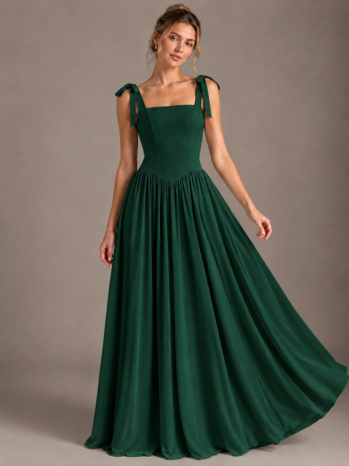 Square Neck A-Line Maxi Dress