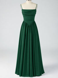 Spaghetti Strap Ruched Chiffon Maxi Dress with Backless