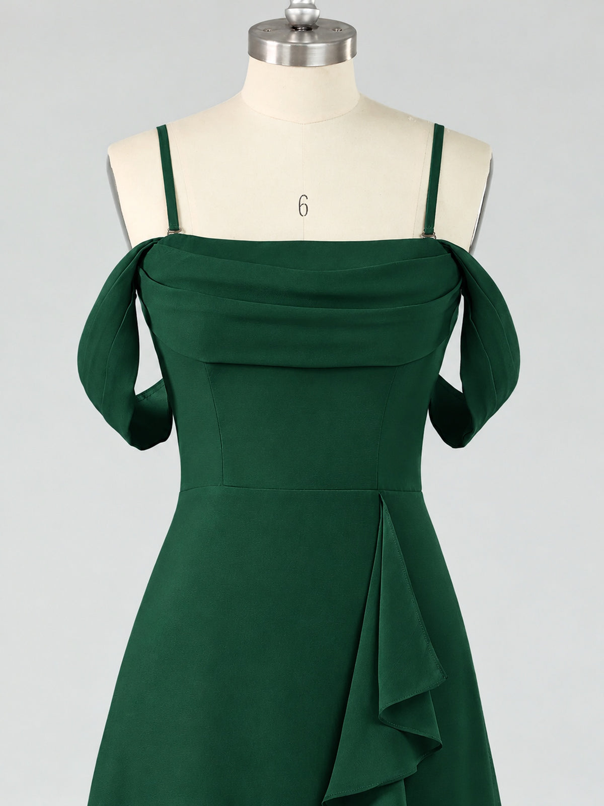 Spaghetti Strap Chiffon Bridesmaid Dress with Ruffles Slit