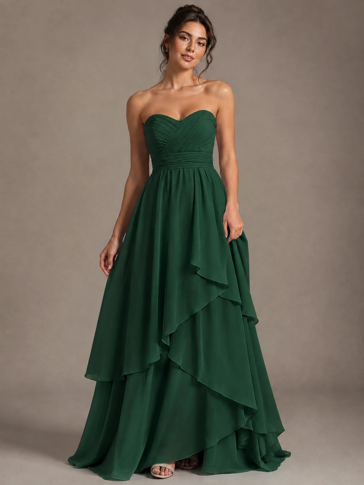 Strapless Ruffle A-Line Maxi Dress