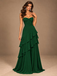 Sweetheart A-Line Ruffle Prom Dress with Spaghetti Straps