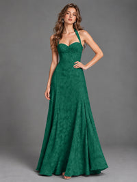 A-Line Halter Floral Chiffon Maxi Dress