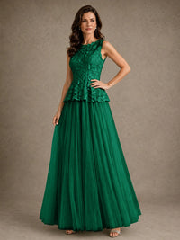 A-Line Chiffon Mother of the Bride Dress with Lace Appliques