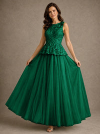A-Line Chiffon Mother of the Bride Dress with Lace Appliques