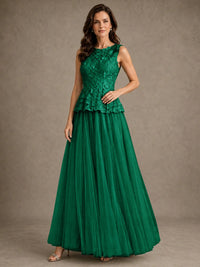 A-Line Chiffon Mother of the Bride Dress with Lace Appliques