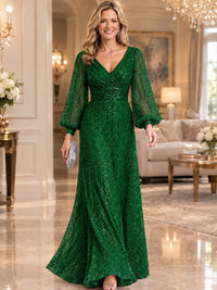 Sparkle Sequin Mother of The Bride Dresses with Long Sleeves