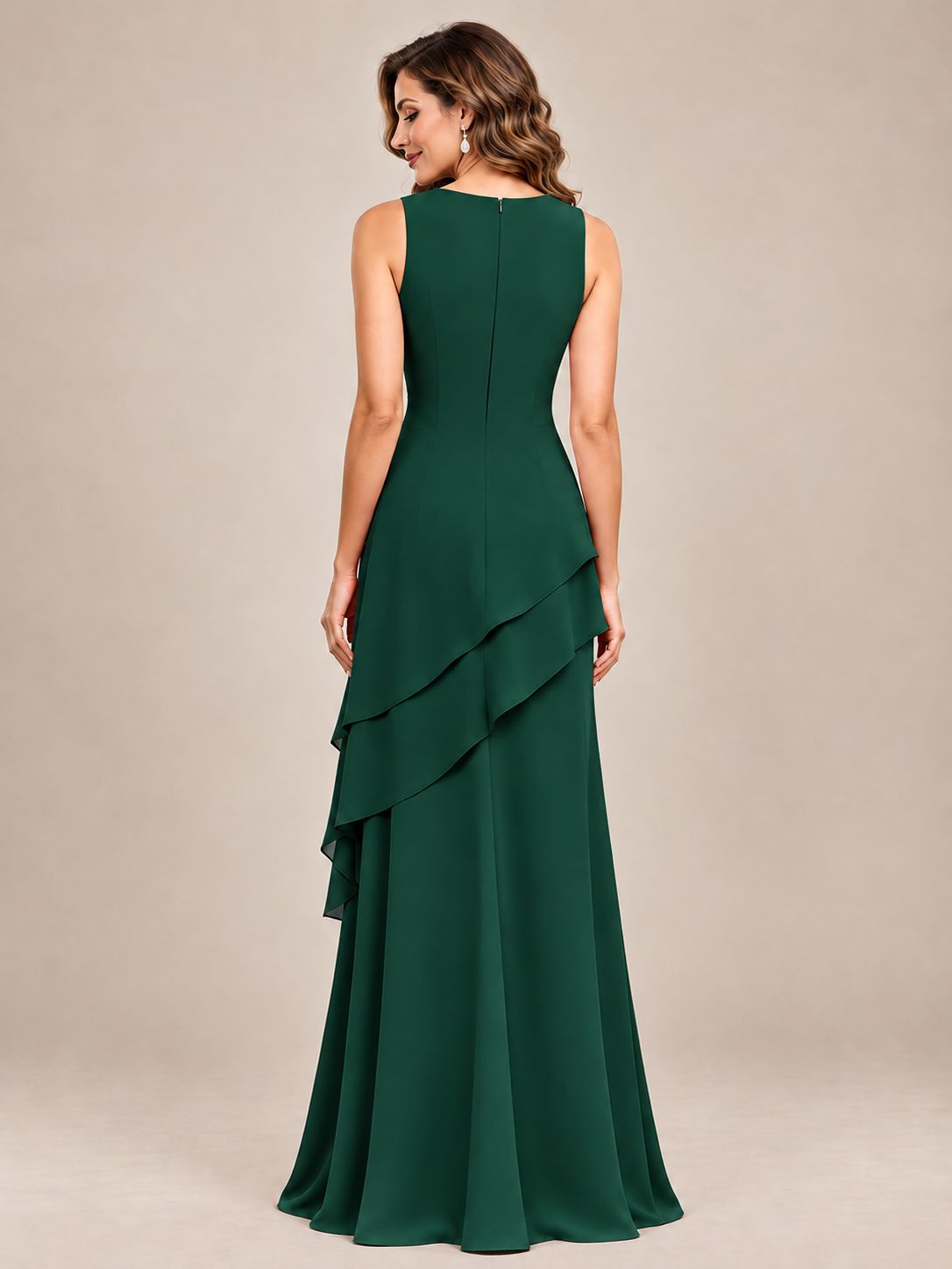 Dusty Blue Two-Piece Chiffon Mother of the Bride Dress with Jacket