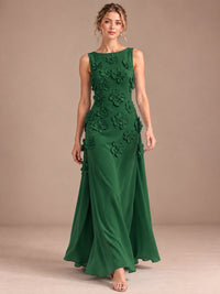 3D Floral Applique Sleeveless Formal Maxi Dress
