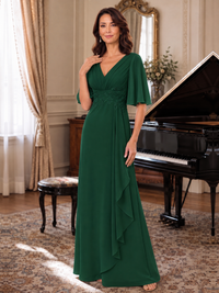 V-Neck Chiffon Lace Mother of the Bride Dresses
