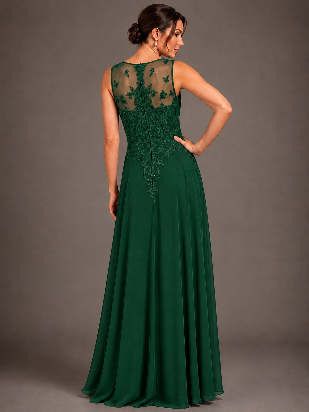 A-line 2 Pieces Chiffon Appliques Mother of The Bride Dresses with Jackets