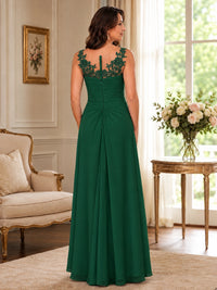 Elegant Chiffon Mother of the Bride Dress with Lace Applique and Cape Sleeves