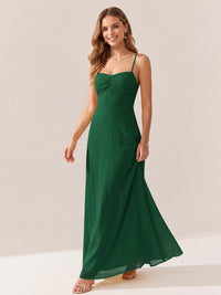 JOVELLEE Yellow Sweetheart Ruched Bust Chiffon Maxi Dress