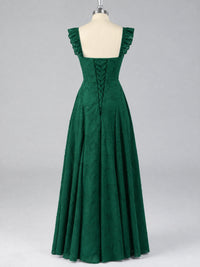 Jacquard Square Neck A-Line Maxi Dress